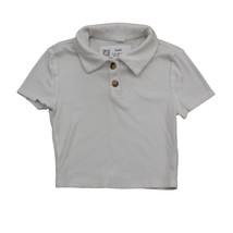 SHEIN Shirt Girls 13Y White Short Sleeve Collared Button Stretch Knit Polo - $18.69
