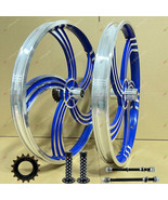 BMX Bicycle 20&quot;ALLOY Sport Rim BLUE color 5 SPOKE Wheelset -Freewheel 16T - £85.75 GBP