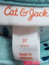 Toddler's Girls 5T Ocean Green Floral Patten Velour Long Sleeve Top Cat&Jack  image 3