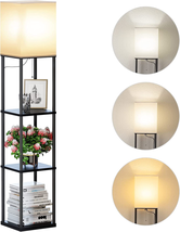 Floor Lamp with Shelves, Modern Square Standing Lamp - £41.38 GBP