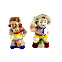 Small Boy Girl Children Salt Pepper Shakers Japan Vintage - £13.23 GBP