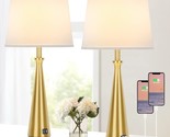 Table Lamps Set Of 2 With 2 Usb Charging Ports, Gold Beside Lamp With Ro... - £80.66 GBP