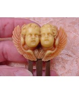 (CBL49-6) TWINS CHERUBS ivory orange Angel CAMEO BOOKMARK book mark BRAS... - $604.63 MXN