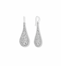 Hammered Filigree Pear Drop 14k White Gold Plated Girls Statement Hook Earrings - £104.18 GBP