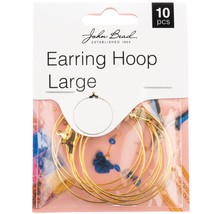 John Bead Earring Hoop Large 38mm 10/Pkg-Gold 1401150 - $14.47