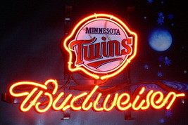 Budweiser Minnesota Twins B Neon Sign 14&quot;x10&quot; Beer Bar Light Artwork Poster - £66.06 GBP