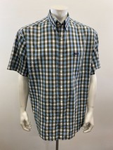 Chaps Ralph Lauren Vintage Button Up Shirt Size XL Blue Green Plaid Short Sleeve - £7.88 GBP