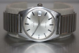 Vintage Omega Geneve Swiss Automatic 35mm Stainless Steel Silver Dial Date Watch - £483.41 GBP