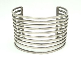 Retro Taxco Wide Open Bar Design Sterling Silver Cuff Bracelet - £179.82 GBP