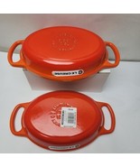 Pair Le Creuset 20 Signature Oval Baker .6L  Made in France Flame Orange... - $3,207.52 MXN