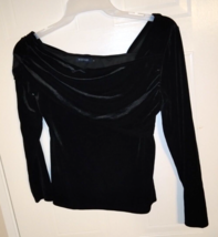 KOJOOIN Woman&#39;s Black Velvety One Shoulder Long Sleeve Top - Size: L - £11.60 GBP