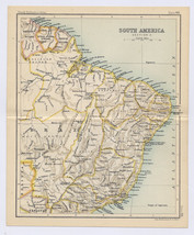 1912 Antique Map Of Brazil / Verso City Map Of Rio De Janeiro - £15.22 GBP