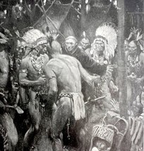 Native Americans Alarmed With Baby Print 1908 Boy Captive In Canada Art DWT3 - £15.71 GBP