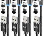 Magnetic Charging Cable 4-Pack [1Ft/3Ft/6Ft/6Ft], 360 Rotating Magnetic ... - $27.99