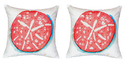 Pair of Betsy Drake Coral Sand Dollar No Cord Pillows - £63.15 GBP