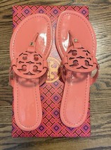 NEW Tory Burch Patent Leather Miller Flip Flop Sandals Coral Crush Size 9.5 NIB - £156.20 GBP