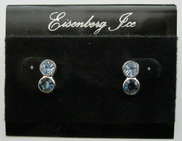 Eisenberg Ice Pierced Earrings Blue Rhinestone New on Card - £15.65 GBP