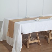 Natural 12X108&quot;&quot; Premium Polyester Table Runner Faux Burlap Wedding Party Gift - £9.09 GBP