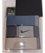 NIKE MEN&#39;S NAVY BLACK KHAKI WEBBING CANVAS BELT NICKEL BUCKLE ADUST OSFM... - €13,63 EUR