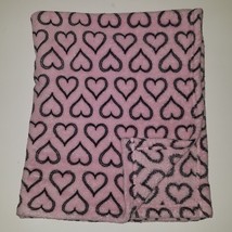 HB Pink Black Hearts Hudson Baby Blanket Girl Fleece Lovey 30&quot; x 36&quot; - £23.32 GBP