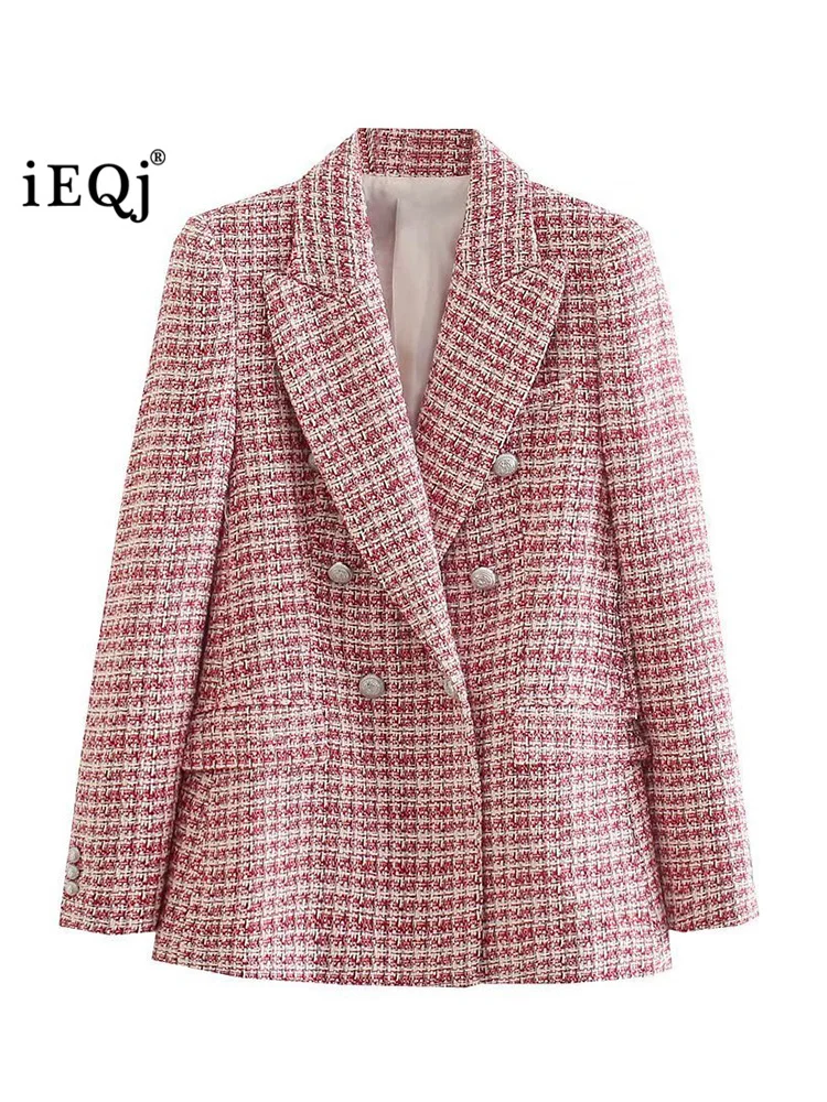 IEQJ Autumn  Women&#39;s Suit Jacket  Textured Double Breasted Casual Long Sleeve De - £149.81 GBP