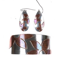 Retired James Avery sterling and copper cuff bracelet and earrings set - £554.45 GBP