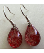 Murano Glass, Handcrafted Unique Jewelry, 925 Sterling Silver Red Earrings - $54.57 CAD