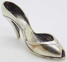 Vintage Italienische Handgefertigt Original Silber Damen Absatz Schuh Puppenhaus - $27.16