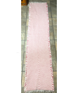 Red White Chevron Pattern Cotton 80 x 16&quot; Fringe Table Runner - $276.79 MXN