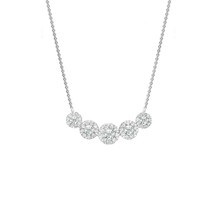 2.38 ctw Round Moissanite 14K White Gold Plated Station Pendant Necklace... - £103.29 GBP