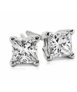 1.25CT Princess Cut Genuine H/SI2 Diamonds 14K Solid White Gold Stud Ear... - $3,302.00