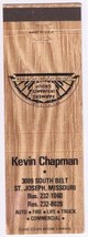 Matchbook Cover Kevin Chapman Insurance St Joseph Missouri - £3.08 GBP