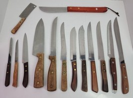 14 VTG Wood Handle Knife Lot American 1776 Washington Forge EKCO Royalto... - $24.18