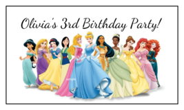 16 Large Personalized Disney Princess Birthday Stickers,3.5&quot; x 2&quot;, Squar... - $11.99