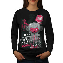 Wellcoda Bad Monkey Stop Zombie Womens Sweatshirt, Bad Casual Pullover Jumper - £22.68 GBP+