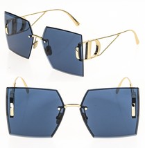 Christian Dior Montaigne Gold Blue 30Montaigne S7U Oversized Sunglasses CD40101U - £542.79 GBP