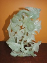 Chinese 8.5&quot; Pheasant Bird Tree Quartz Jade Jadeite Nephrite celadon carved VINT - £1,367.25 GBP