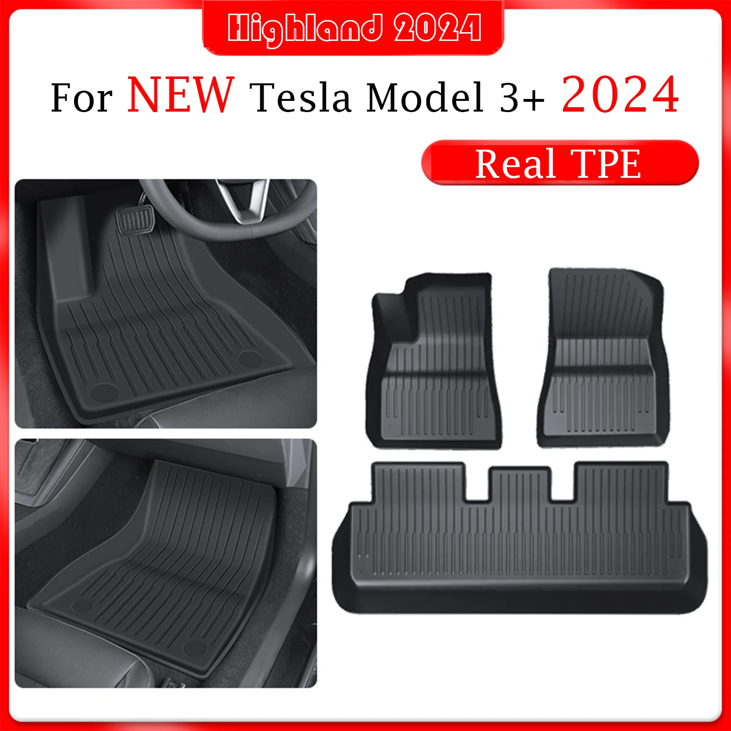 2024 New For Tesla Model 3 Highland Floor Mats TPE All Weather Front Rear Cargo - £62.41 GBP+