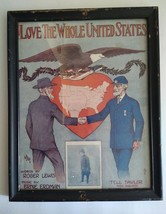 I Love The Whole United States 1913 Sheet Music, Blue Gray Civil War, Framed - £24.07 GBP