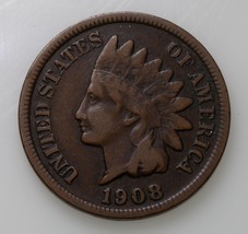 1908-S 1C Indien Cents En Fin État, Tout Marron Couleur, Entièrement Lis... - $120.70