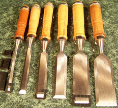 6pc Wood Chisel Set With Hardwood Handles High Carbon Steel Blades Work Shop - £15.63 GBP