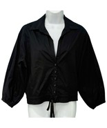 Cara Cara Black Cropped Collared Button Down Hutton Half Sleeve Top size XS - $99.00