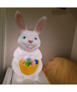Vintage Easter Bunny Blow Mold With Egg Basket Lighted Empire 22” Yard D... - $1,095.82 MXN