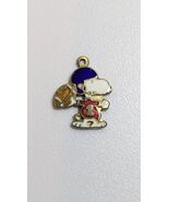 Vintage Charlie Brown Snoopy Plays Football Enamel Charm - $12.38