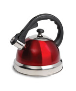 Mr Coffee Claredale 2.2 Quart Stainless Steel Whistling Tea Kettle in Red - £31.42 GBP