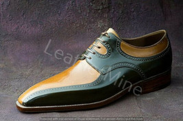 Men&#39;s Handmade Leather Two Tone Dress shoes, Dapper Lace up formal shoes - £142.73 GBP