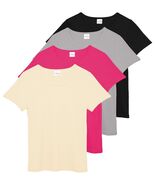 Real Essentials Women&#39;s Ribbed Knit Crew Neck T-Shirt Short Sleeve 4 Pack - $500.38 MXN