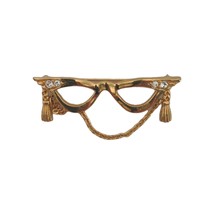 Avon Cat Eye Glasses Brooch Pin  Tassel Rhinestone Gold Tone Dangle Chai... - $17.00