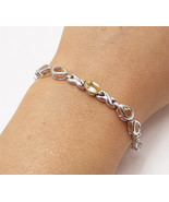 925 Sterling Silver - Faceted Citrine &amp; Topaz Tennis Bracelet - BT1162 - $79.52 CAD