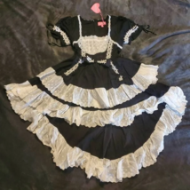 Dolls Kill Sugar Thrillz Gothic Lolita Tiered Lace Trimmed Dress M - £47.54 GBP